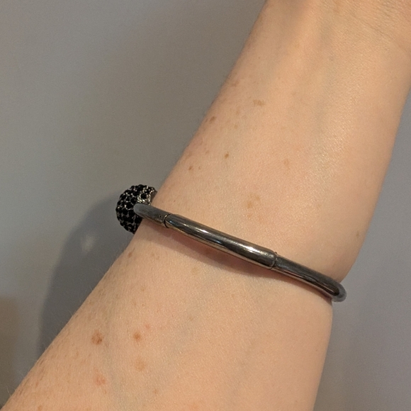 Silver and Black Open Cuff Bracelet - Picture 5 of 7